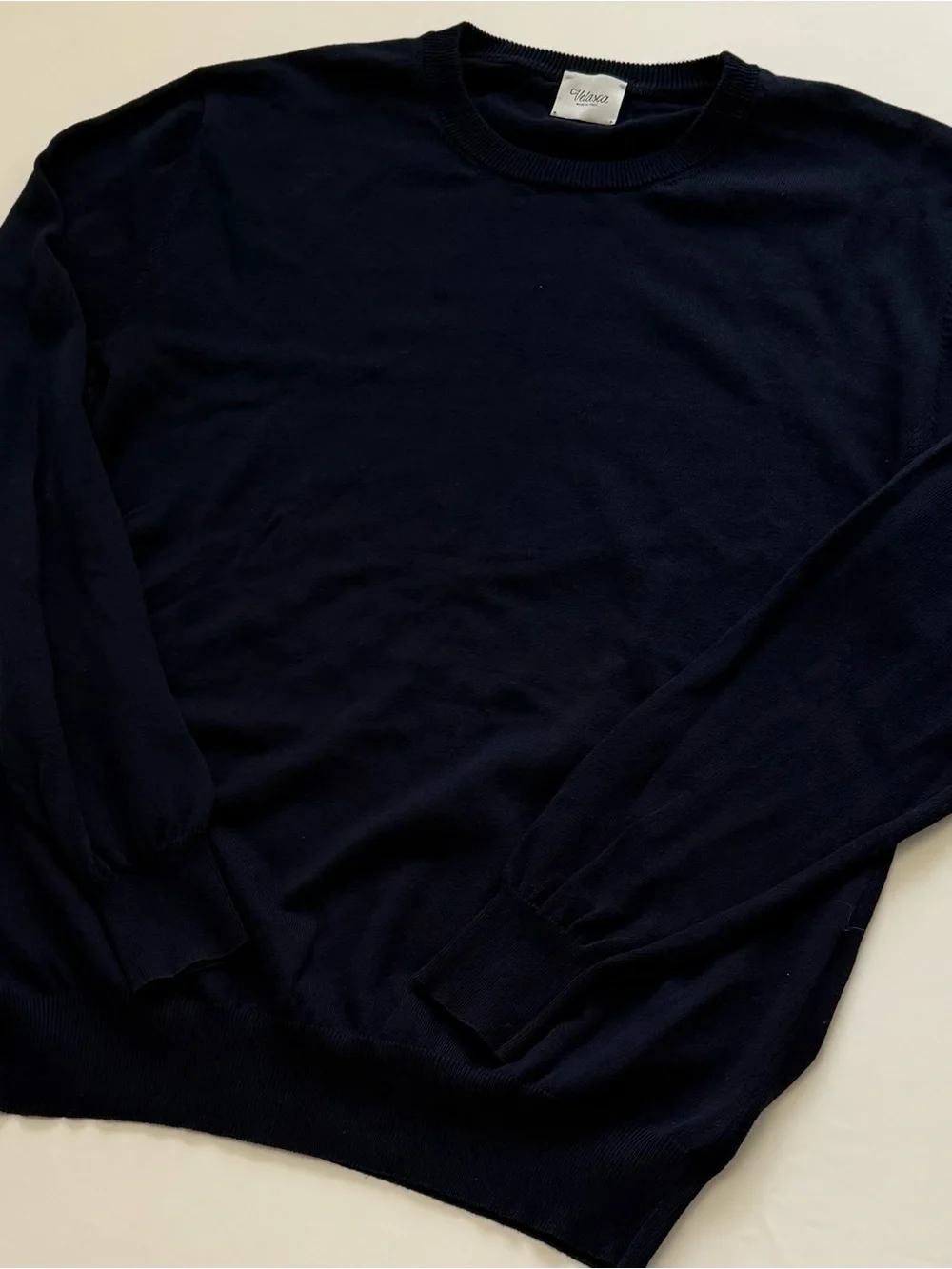 Velasca Luxury Men’s IT 52 Navy Cotton Knit Crewneck Pullover Sweater